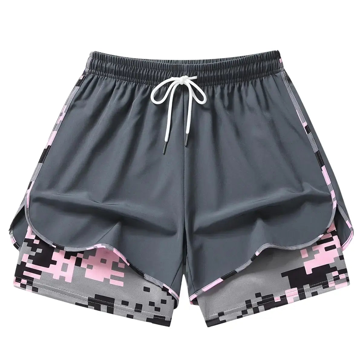 3PCS Women'S Sports Shorts, Camo Lined Polyester Athletic Shorts, Elastic Drawstring Waist, Casual Lightweight Shorts for Running, Gym Workouts & Daily Casual Wear,Summerwins