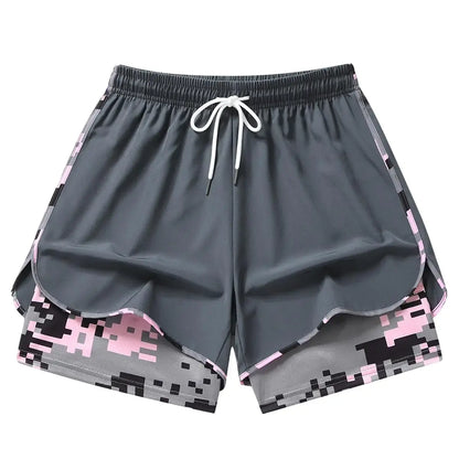 3PCS Women'S Sports Shorts, Camo Lined Polyester Athletic Shorts, Elastic Drawstring Waist, Casual Lightweight Shorts for Running, Gym Workouts & Daily Casual Wear,Summerwins