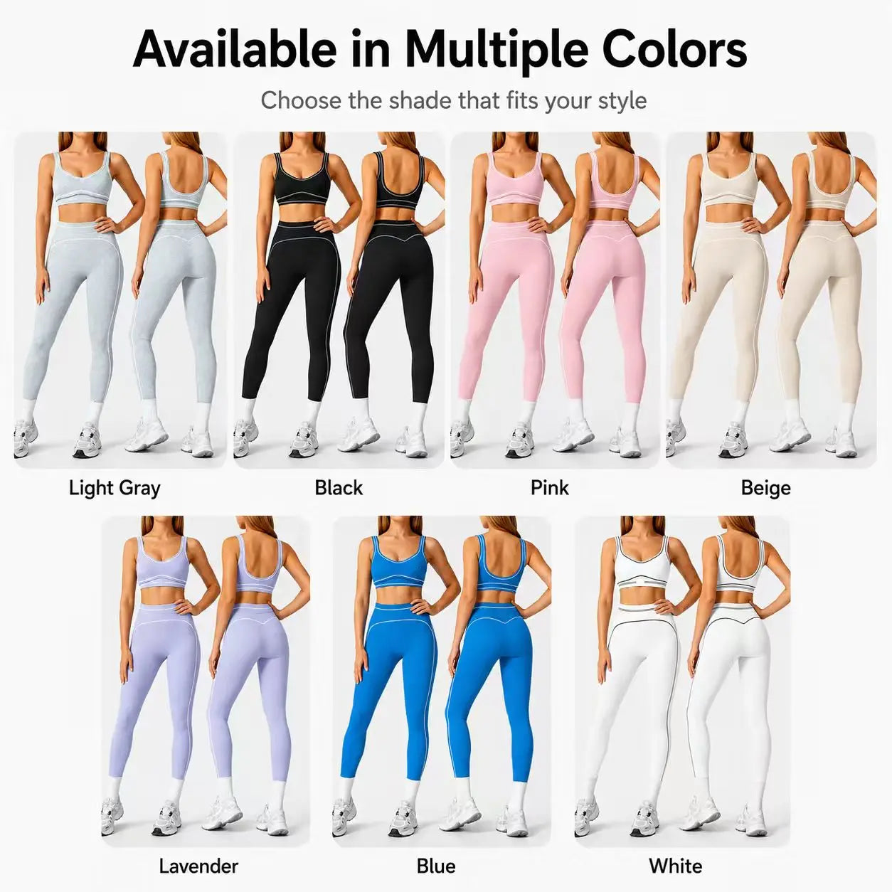 Trend Contrast Stripe Trim Sport Two Piece Set, Breathable Buttery Soft Seamless Yoga Bra & Hip Shaping Leggings Activewear Suit