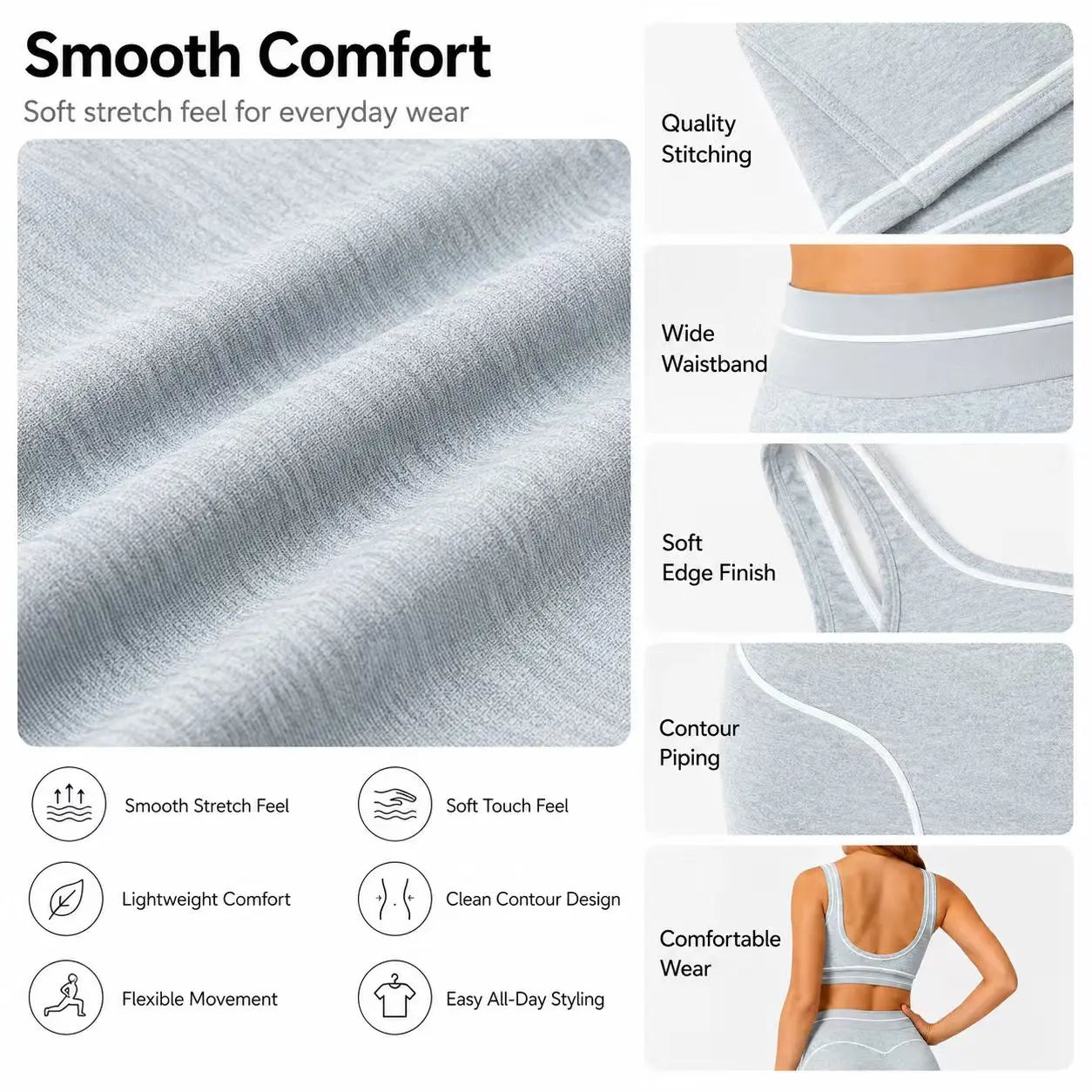 Trend Contrast Stripe Trim Sport Two Piece Set, Breathable Buttery Soft Seamless Yoga Bra & Hip Shaping Leggings Activewear Suit
