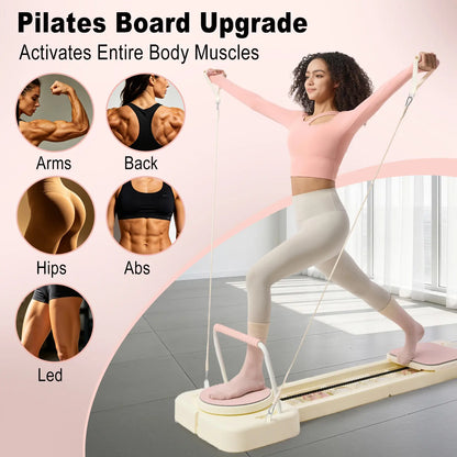 HOTWAVE Portable Pilates Reformer, 7-In-1 Pilates Board for Home Gym, Foldable Machine with High-Strength Steel Rails 440Lbs Max Capacity, Adjustable 20Lbs & 60Lbs Resistance Bands, Professional Full-Body Sculpting Equipment Summerwins Summerwins