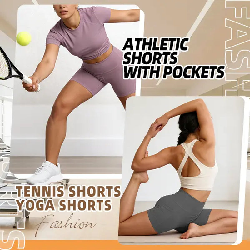 6/8 PACKS High Waisted Biker Shorts for Women with Pockets Tummy Control Fitness Athletic Workout Running Yoga Gym Shorts