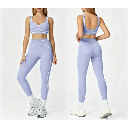 Women'S Two-Piece Sports Suit, Comfortable Activewear, Suitable for Fitness and Gym, Everyday Sportswear, Summer Sportswear, Yoga Pants, Sporty Casual Seamless Design Gym Yoga Outfits Gym Training Outfit