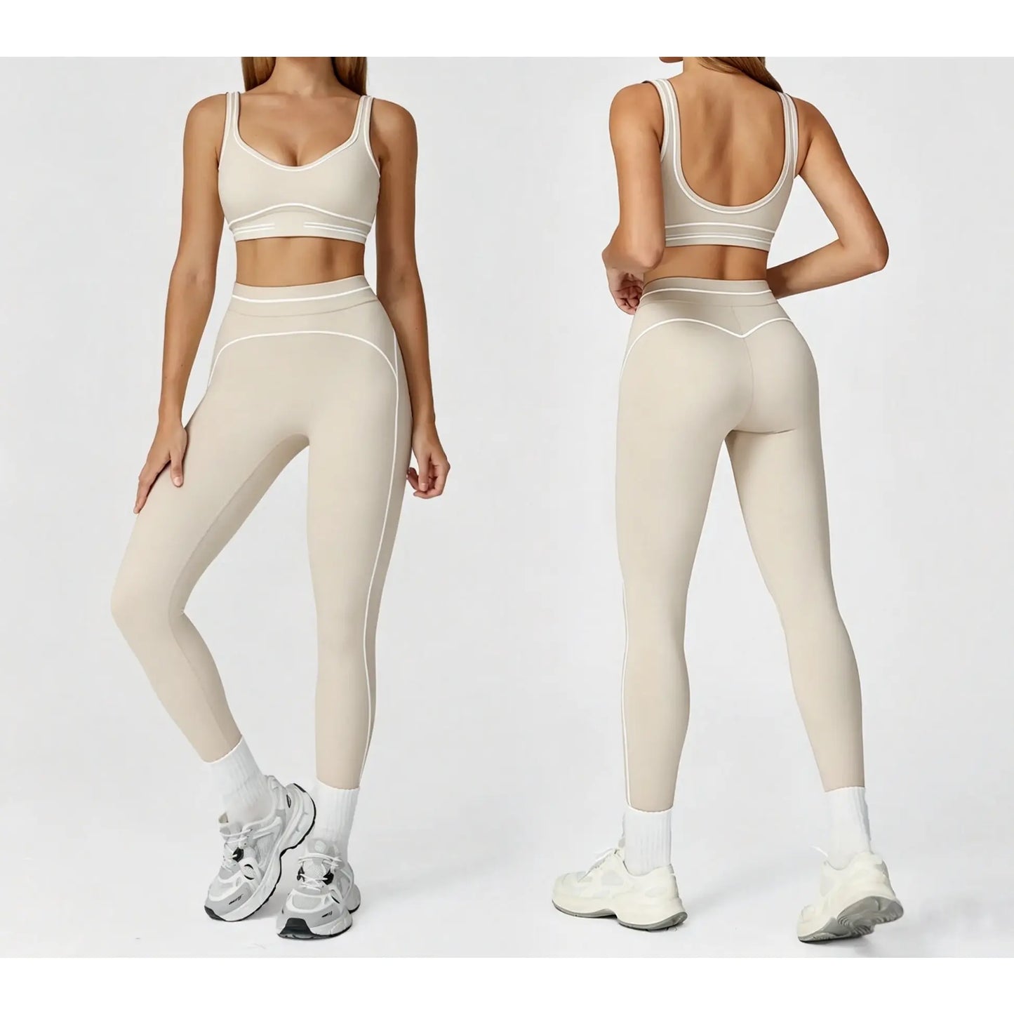 Women'S Two-Piece Sports Suit, Comfortable Activewear, Suitable for Fitness and Gym, Everyday Sportswear, Summer Sportswear, Yoga Pants, Sporty Casual Seamless Design Gym Yoga Outfits Gym Training Outfit